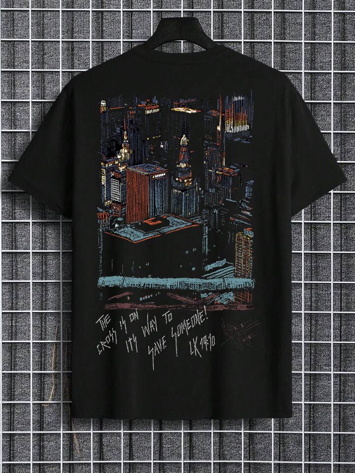 Urban Skyline Nightscape Unisex Graphic T-Shirt